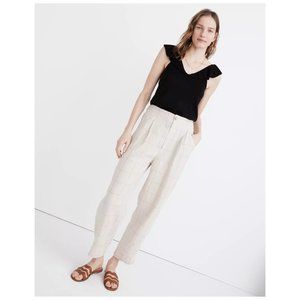 Madewell Linen Wide-Leg Windowpane Pants